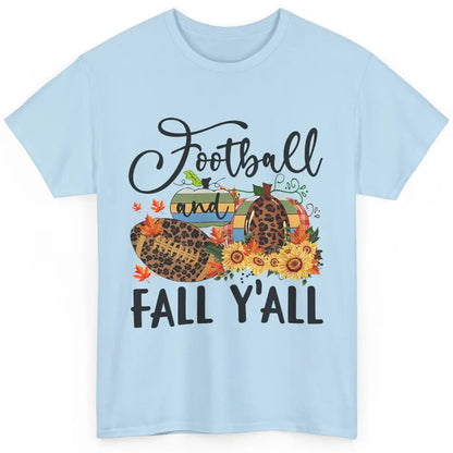 Football And Fall Y'all Leopard Pumpkin Autumn Thanksgiving Classic Unisex T-Shirt