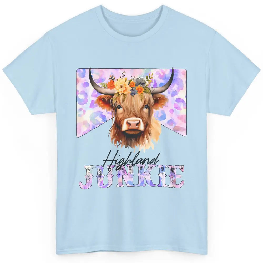 Floral Highland Cow Junkie Western Country Farm Animal Classic Unisex T-Shirt