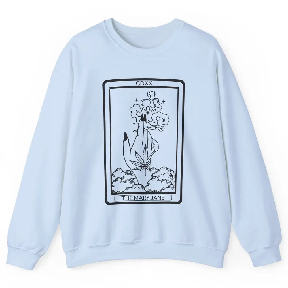 Vintage Weed Mary Jane Tarot Card Weed Smoker Smoking Lady Unisex Crewneck Sweatshirt