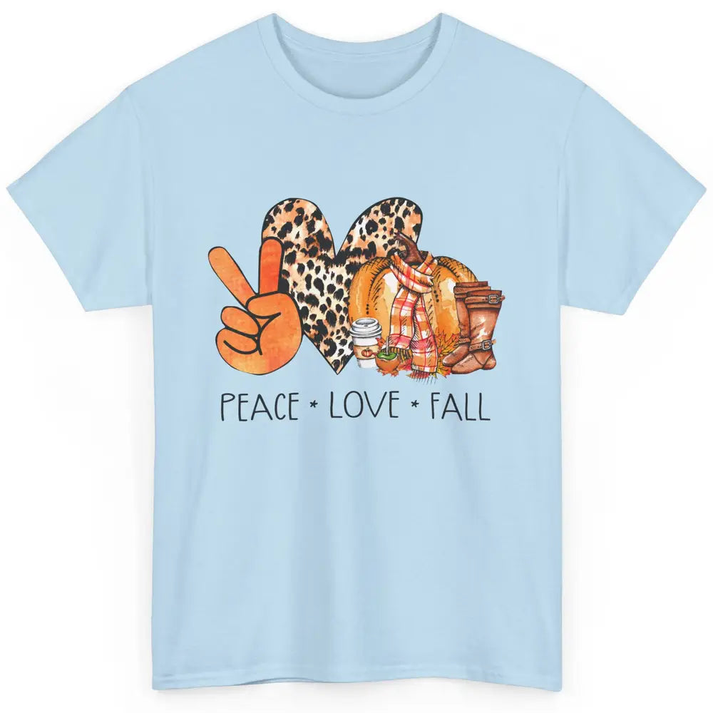 Peace Love Fall Pumpkin Spice Fall Halloween Thanksgiving Classic Unisex T-Shirt