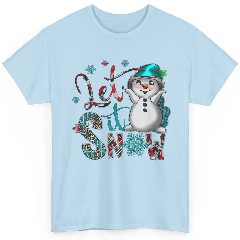 Leopard Snow Man Let It Snow Snowflakes Western Christmas Classic Unisex T-Shirt