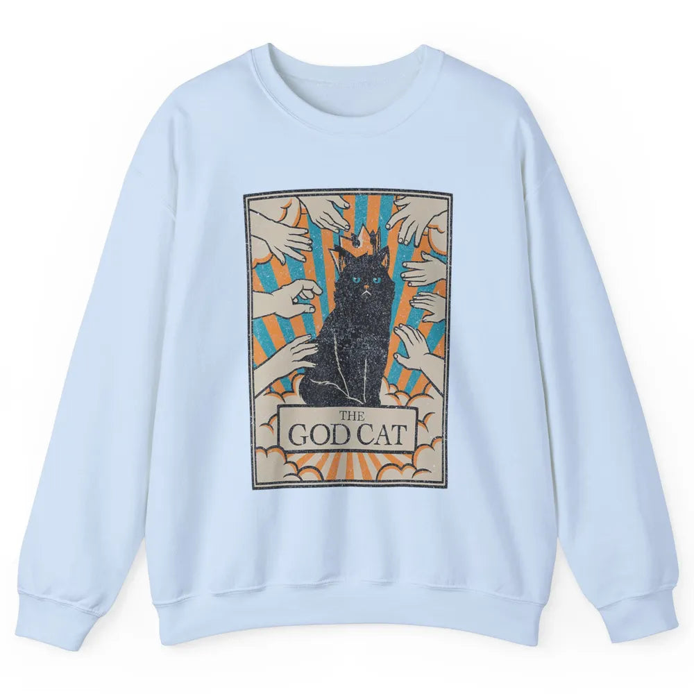 Astrology The God Cat Goth Tarot Card Reader Witchy Black Cat Gothic Sarcastic Unisex Crewneck Sweatshirt