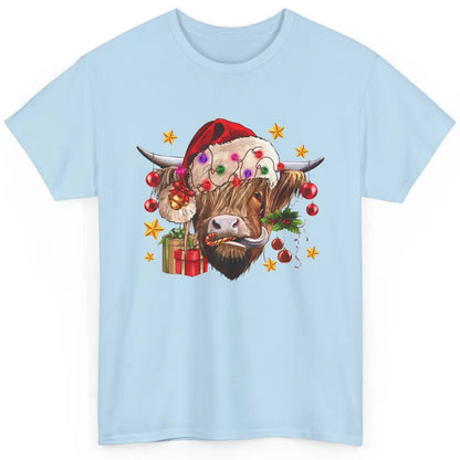 Highland Cow Joy Santa Hat Christmas Ornament Western Farm Classic Unisex T-Shirt