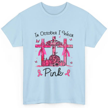 Cross Pumpkin Christian Pink Ribbon Breast Cancer Awareness Classic Unisex T-Shirt