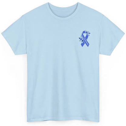 Syringomyelia Awareness Floral Blue Ribbon Rainbow Classic Unisex T-Shirt