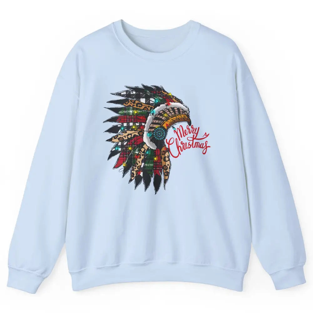 Christmas Headdress Indian Hat Leopard Western Christmas Unisex Crewneck Sweatshirt