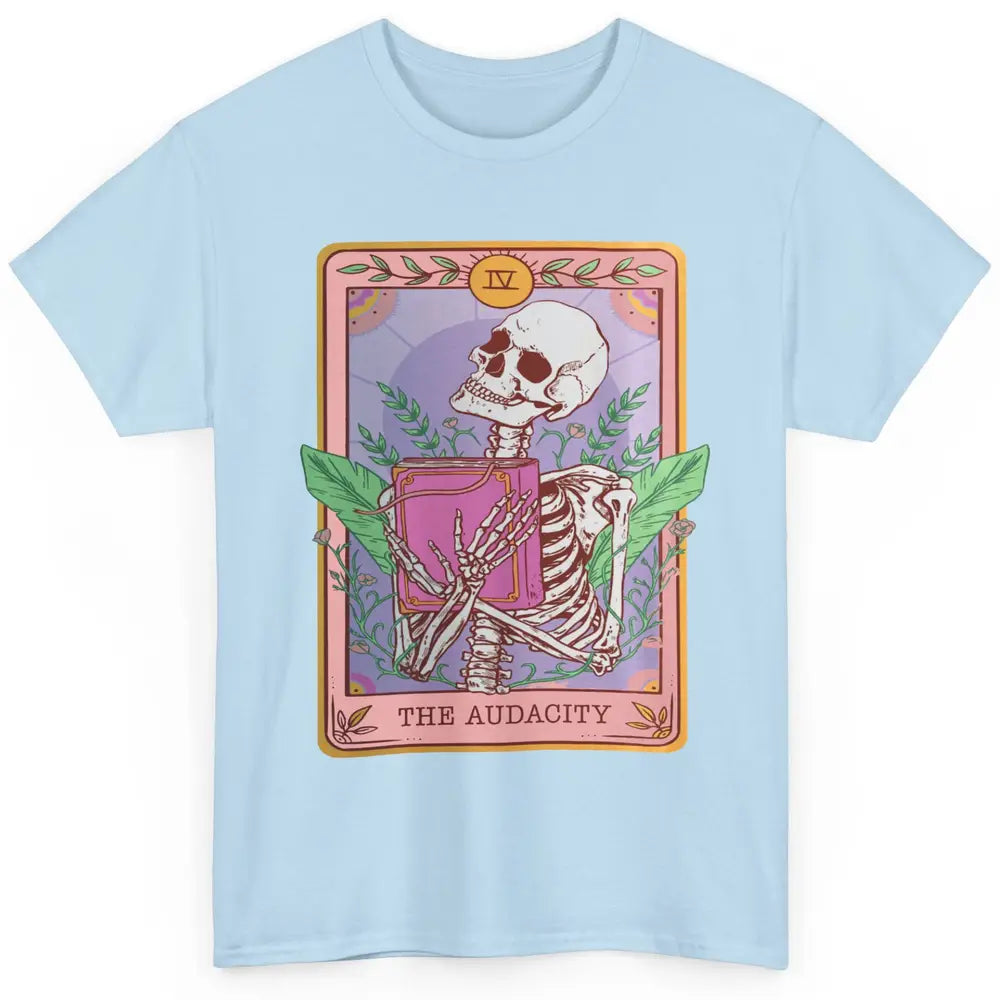 Retro Skeleton Reading Book The Audacity Plants Tarot Card Classic Unisex T-Shirt