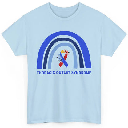 Thoracic Outlet Syndrome Awareness Floral Blue Red Ribbon Classic Unisex T-Shirt