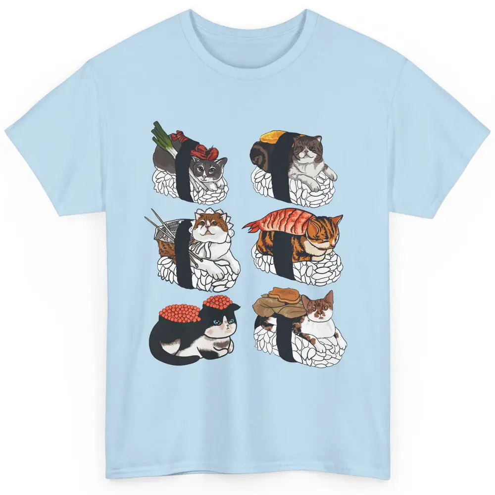 Funny Cat Sushi Roll Cute Japanese Kawaii Kitten Lovers Gift Classic Unisex T-Shirt