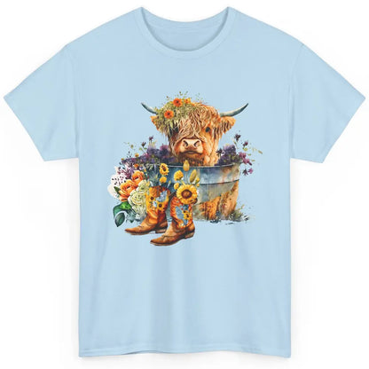 Floral Baby Highland Cow Cowboy Boots Western Farm Animals Classic Unisex T-Shirt