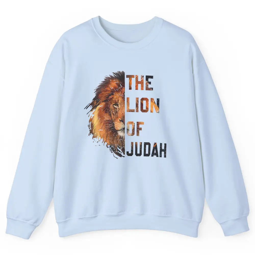 Yeshua Lion Of Judah Bible Verse Christian Faith Religious Unisex Crewneck Sweatshirt