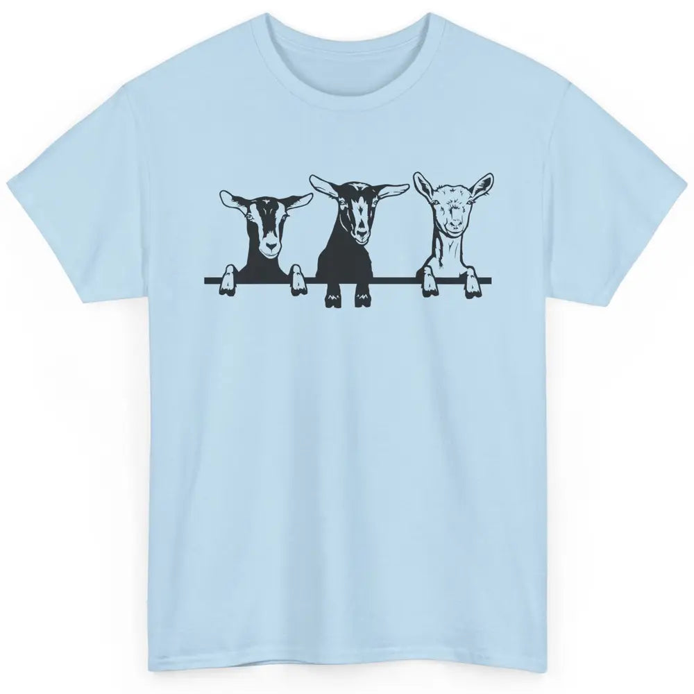 Cute Goats Farm Funny Face Farming Animal Mate Woman Men Classic Unisex T-Shirt