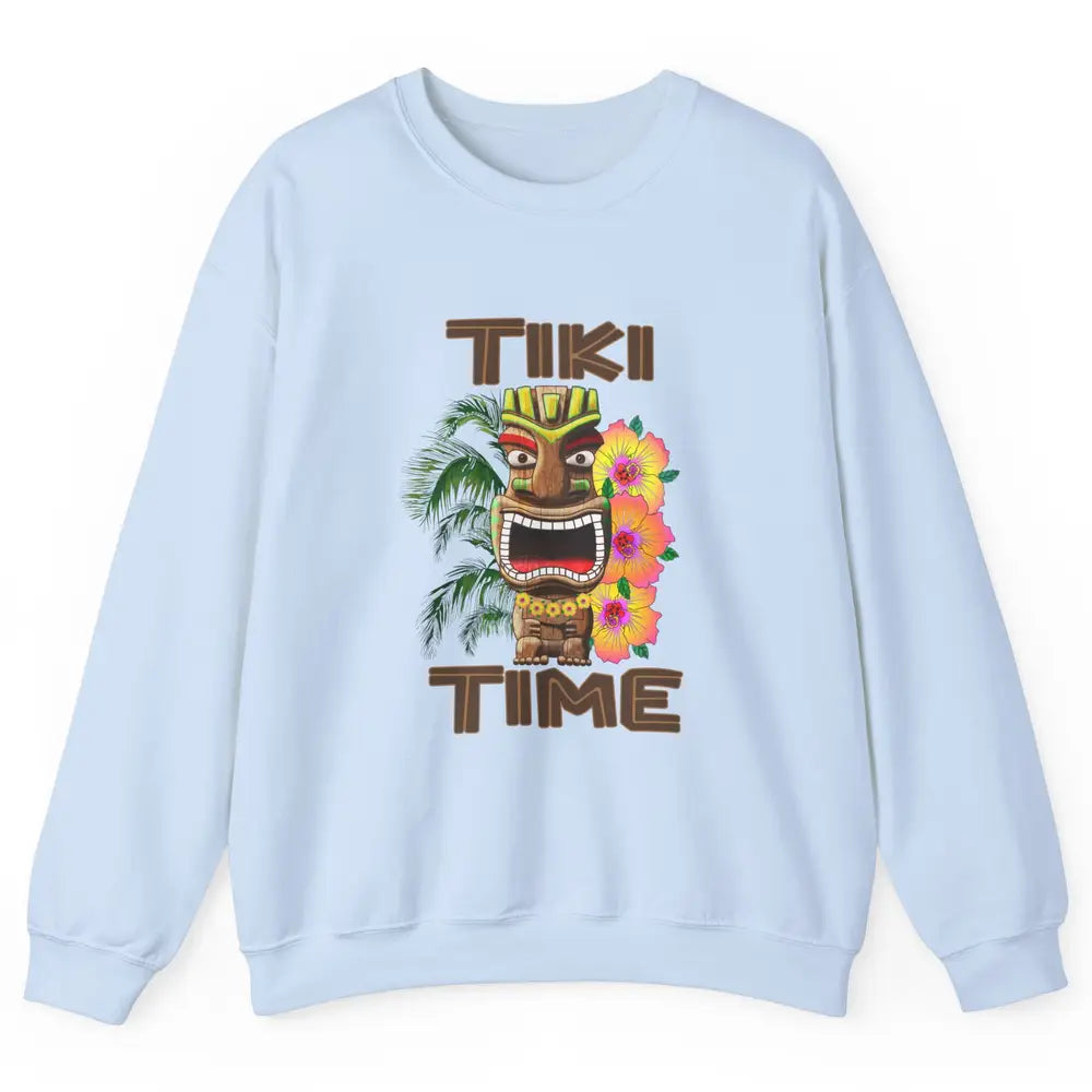 Aloha Flower Luau Tiki Time Hawaii Palm Tree Paradise Beach Unisex Crewneck Sweatshirt