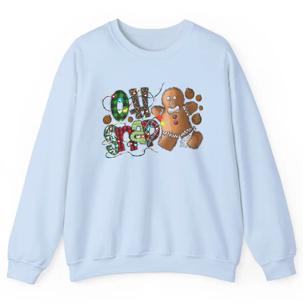 Funny Gingerbread Broken Oh Snap Western Christmas Leopard Unisex Crewneck Sweatshirt