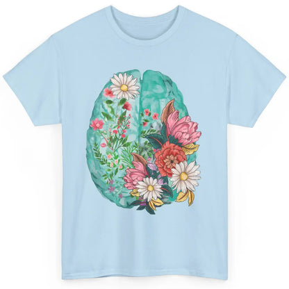 Wildflower Brain End The Stigma Floral Mental Health Matters Classic Unisex T-Shirt