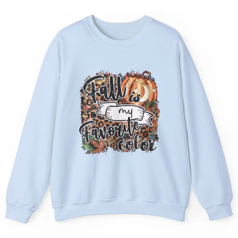 Retro Pumpkin Fall Is My Favorite Color Leopard Autumn Gift Unisex Crewneck Sweatshirt