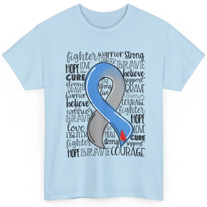 Diabetes Awareness Blue And Gray Ribbon Strong Brave Hope Classic Unisex T-Shirt