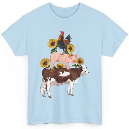 Sunflower Western Farm Life Animals Vegan Cow Pig Rooster Classic Unisex T-Shirt