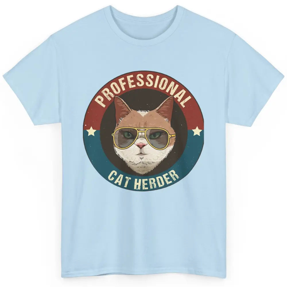 Vintage Cat Glasses Professional Cat Herder Cat Mom Cat Dad Classic Unisex T-Shirt