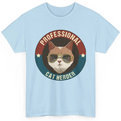 Vintage Cat Glasses Professional Cat Herder Cat Mom Cat Dad Classic Unisex T-Shirt