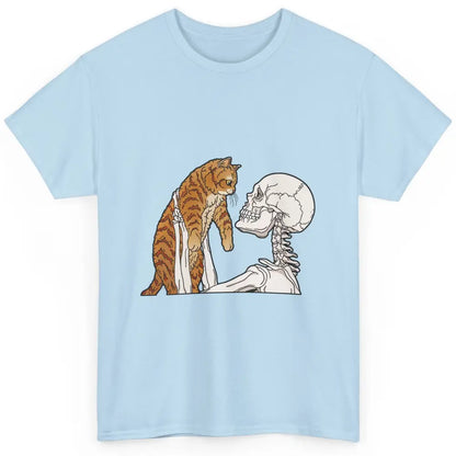 Cat And Skeleton Best Friends Of Cat Funny Orange Cat Kitten Classic Unisex T-Shirt