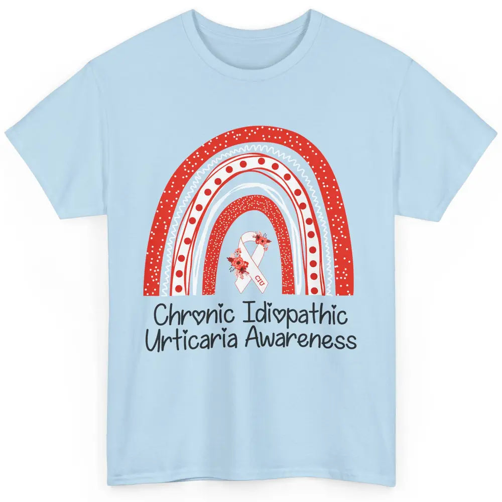 Chronic Idiopathic Urticaria CIU Red White Ribbon Rainbow Classic Unisex T-Shirt