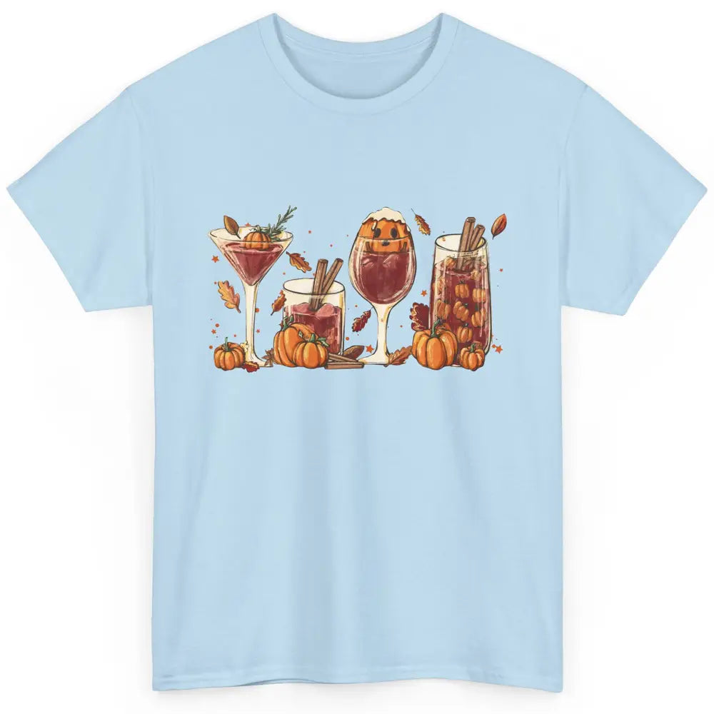 Fall Wine Glasses Orange Pumpkin Spice Autumn Hello Fall Classic Unisex T-Shirt