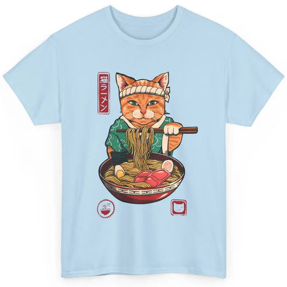 Funny Cat Ramen Bowl Noodles Soup Japanese Kawaii Ramen Cat Classic Unisex T-Shirt