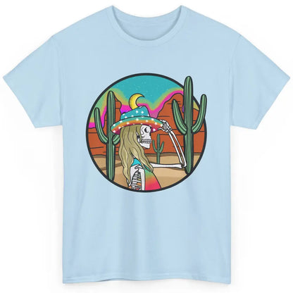 Cosmic Skeleton Cowgirl Desert Cactus Western Country Cowboy Classic Unisex T-Shirt