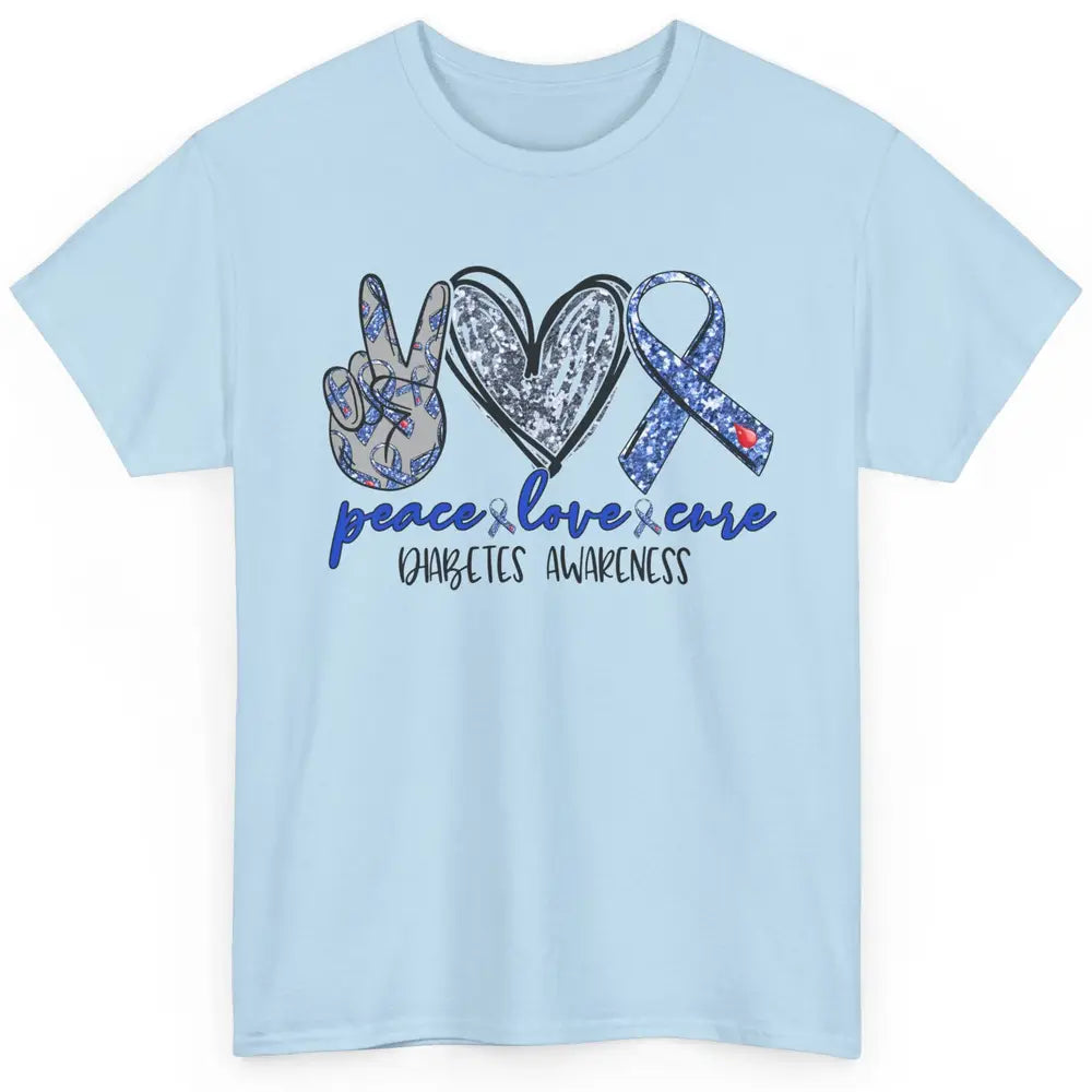 Diabetes Awareness Peace Love Cure Type 1 Diabetes Awareness Classic Unisex T-Shirt