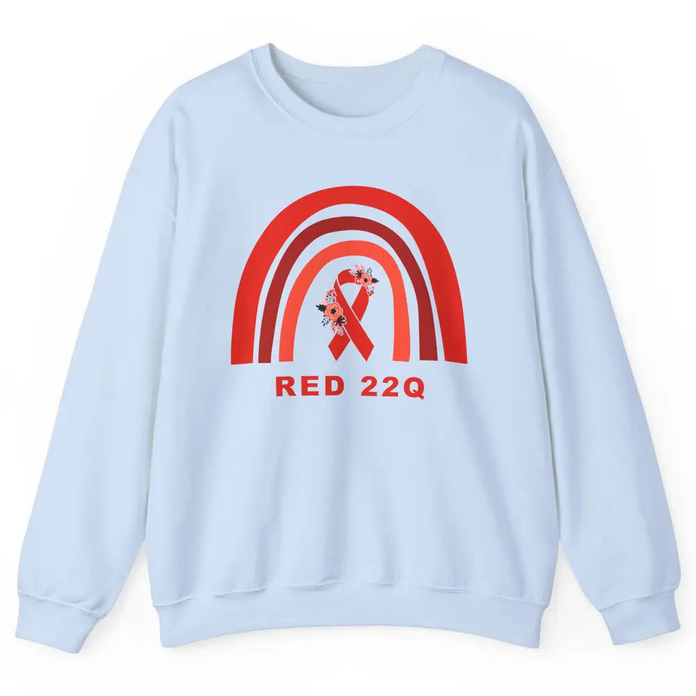 22Q Deletion/DiGeorge Syndrome Awareness Floral Red Rainbow Unisex Crewneck Sweatshirt