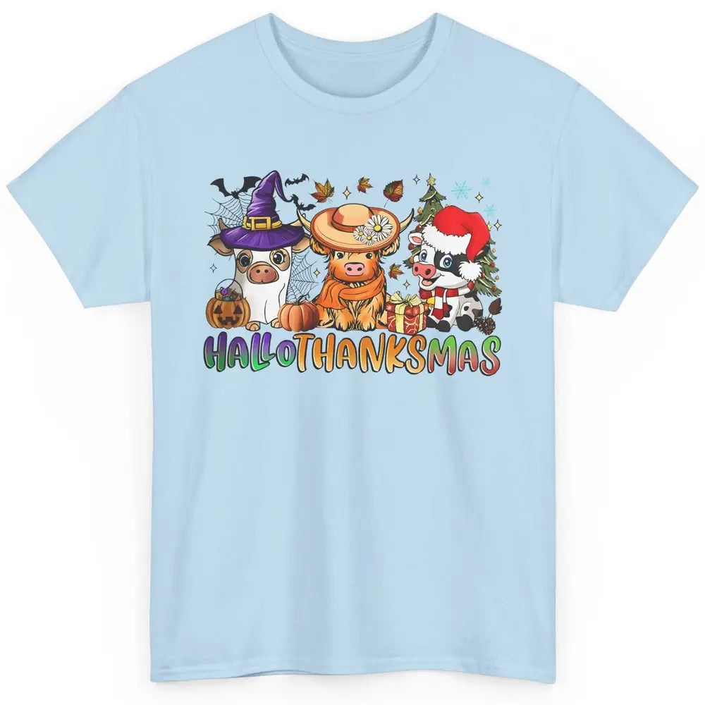 Baby Cow Pig Happy Hallo-thank-mas Fall Pumpkin Thanksgiving Classic Unisex T-Shirt