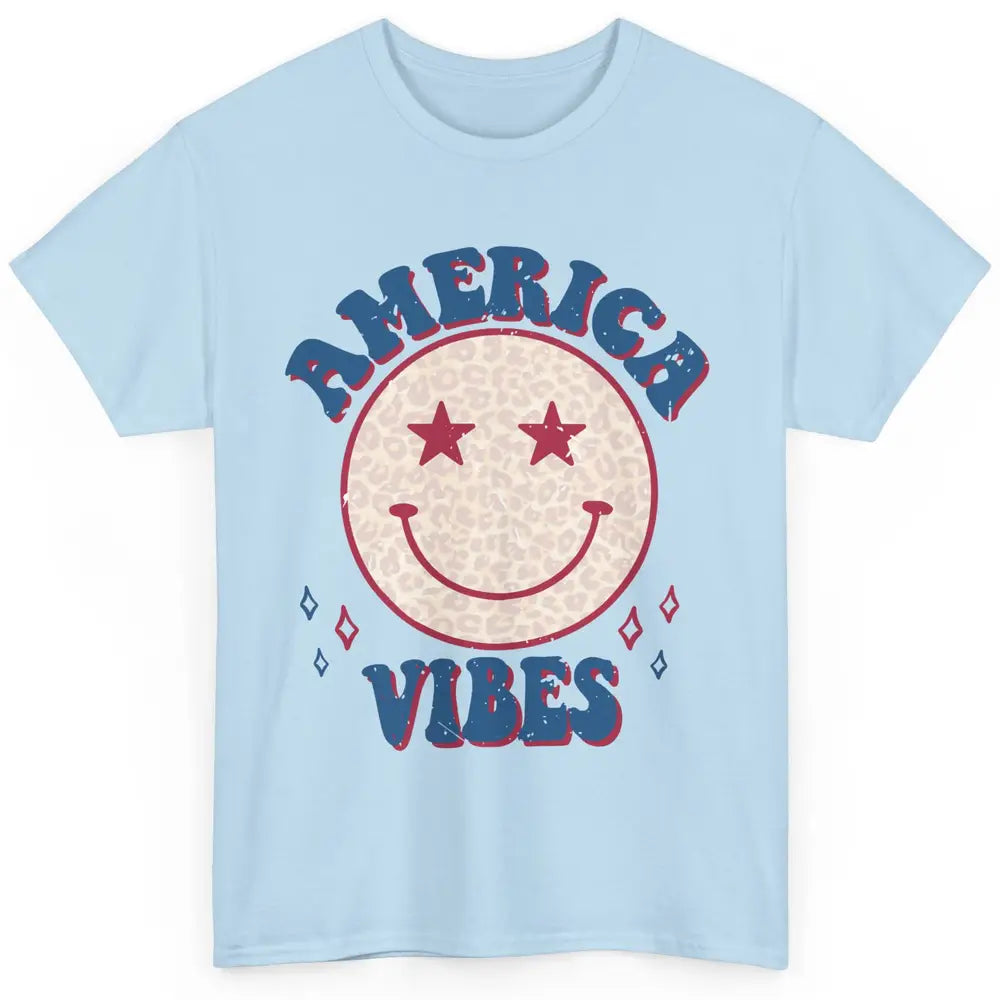 America Vibes Smile Patriotic 4th Of July Happy Face Summer Classic Unisex T-Shirt