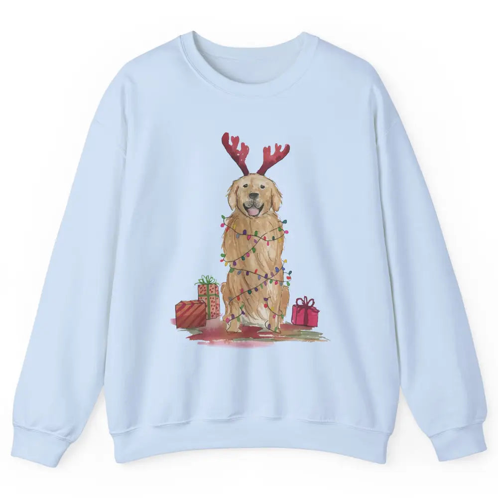 Santa Golden Retriever Reindeer Snowflake Christmas Costume Unisex Crewneck Sweatshirt