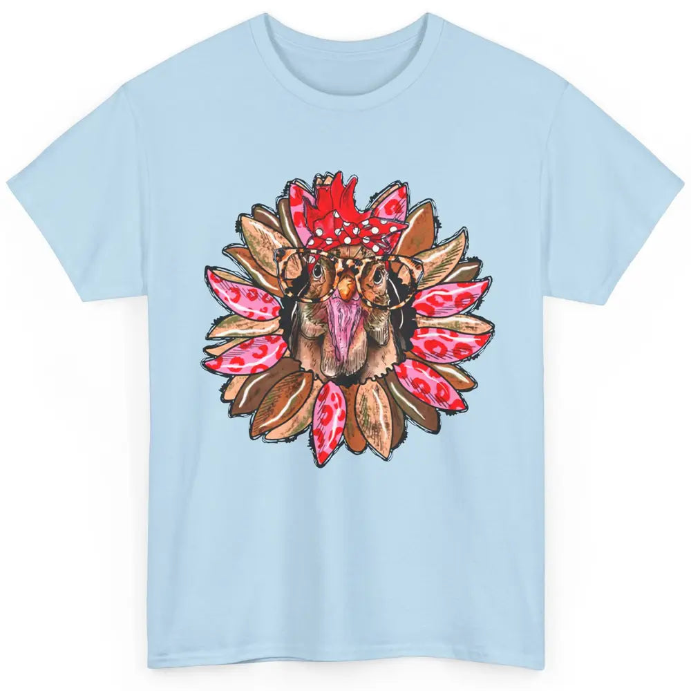 Chicken Sunflower Chicken Bandana Glasses Farm Rooster Classic Unisex T-Shirt