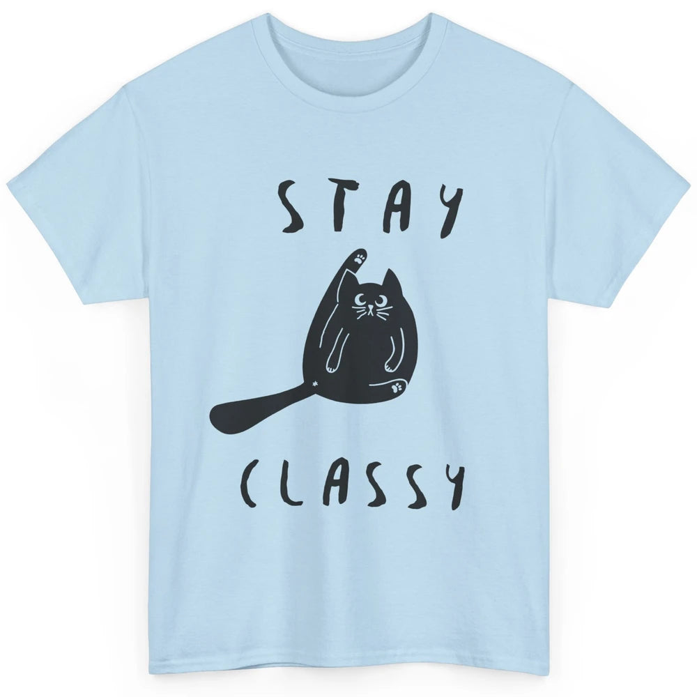 Funny Black Cat Stay Classy Cat Mom Sarcastic Cat Lady Gift Classic Unisex T-Shirt