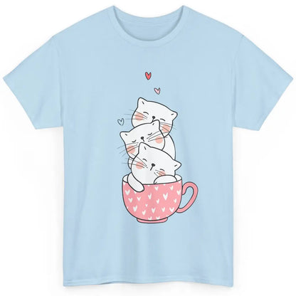 Funny Cats In Cup Cute Kitten Mom Vday Heart Valentines Day Classic Unisex T-Shirt