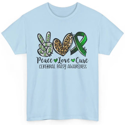 Cerebral Palsy Awareness Heart Green Ribbon Peace Love Cure Classic Unisex T-Shirt