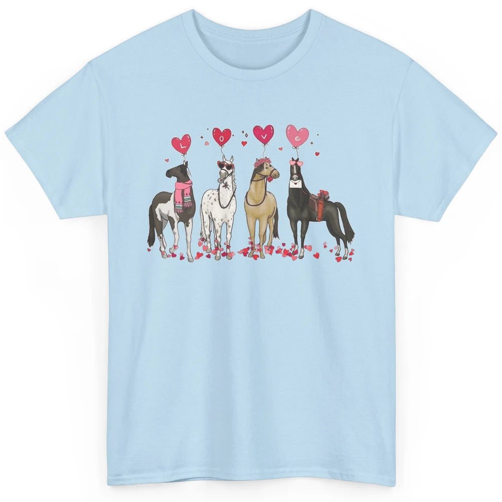 Cute Horse Valentine's Day Horses Cowgirl Rodeo Howdy Western Country Heart Love Balloon Classic Unisex T-Shirt