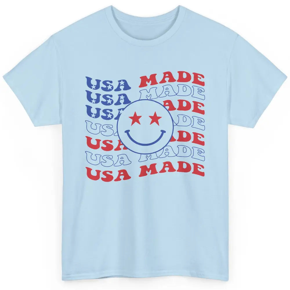 US Flag America Made Smiley Face July 4th American Patriots Classic Unisex T-Shirt