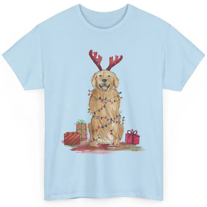 Santa Golden Retriever Reindeer Snowflake Christmas Costume Classic Unisex T-Shirt