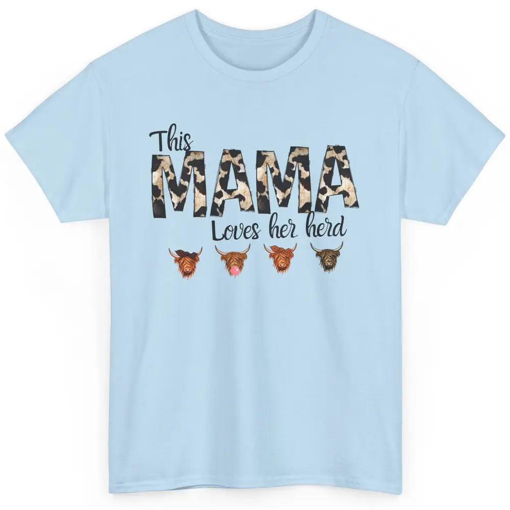 Cowhide This Mama Love Her Herd Highland Cow Western Grandma Classic Unisex T-Shirt