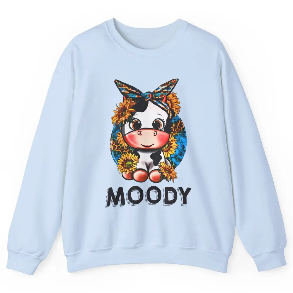 Sunflower Baby Cow Moody Highland Cow Heifer Western Cattle Unisex Crewneck Sweatshirt