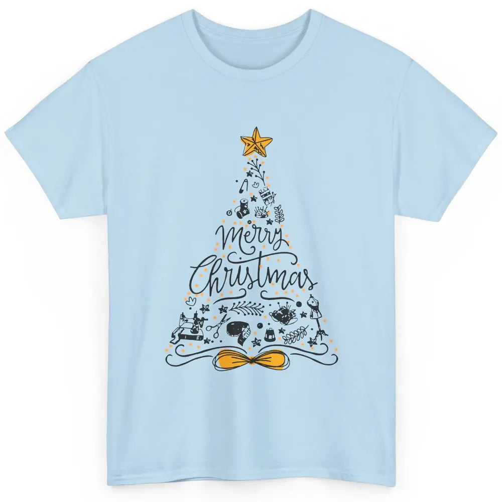 Funny Sewing Merry Christmas Tree Quilting Symbols Christmas Classic Unisex T-Shirt