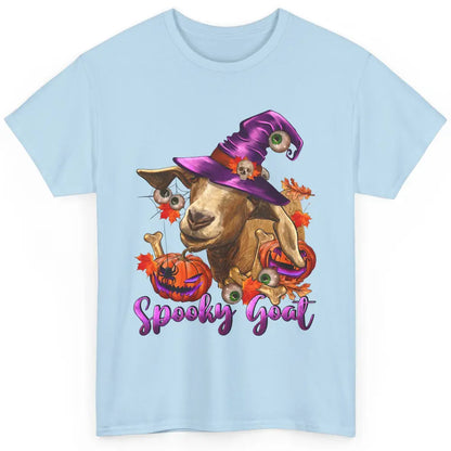 Funny Goat Witch Pumpkin Fall Leaves Halloween Goat Mom Classic Unisex T-Shirt