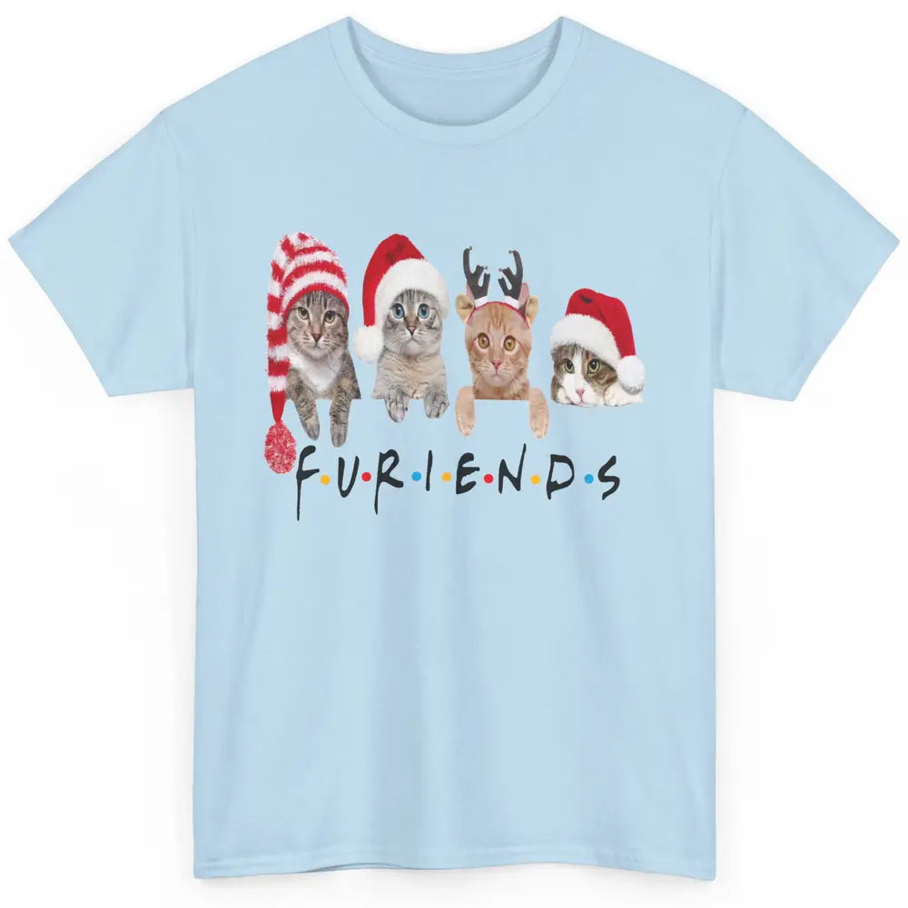 Funny Cat Furiends Merry Christmas Hat Santa Cat Lovers Gift Classic Unisex T-Shirt