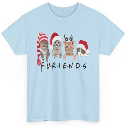 Funny Cat Furiends Merry Christmas Hat Santa Cat Lovers Gift Classic Unisex T-Shirt