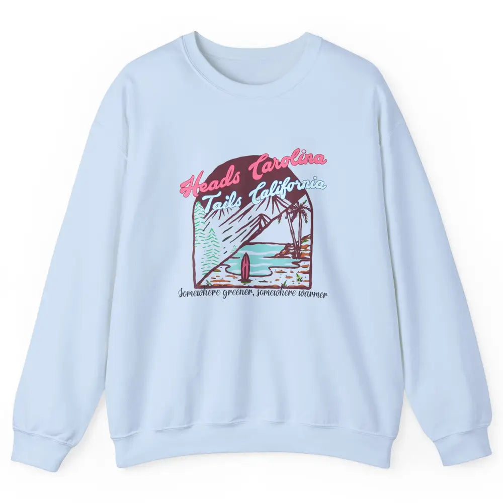 Western Heads Carolina Tails California Retro Beach Surf Unisex Crewneck Sweatshirt