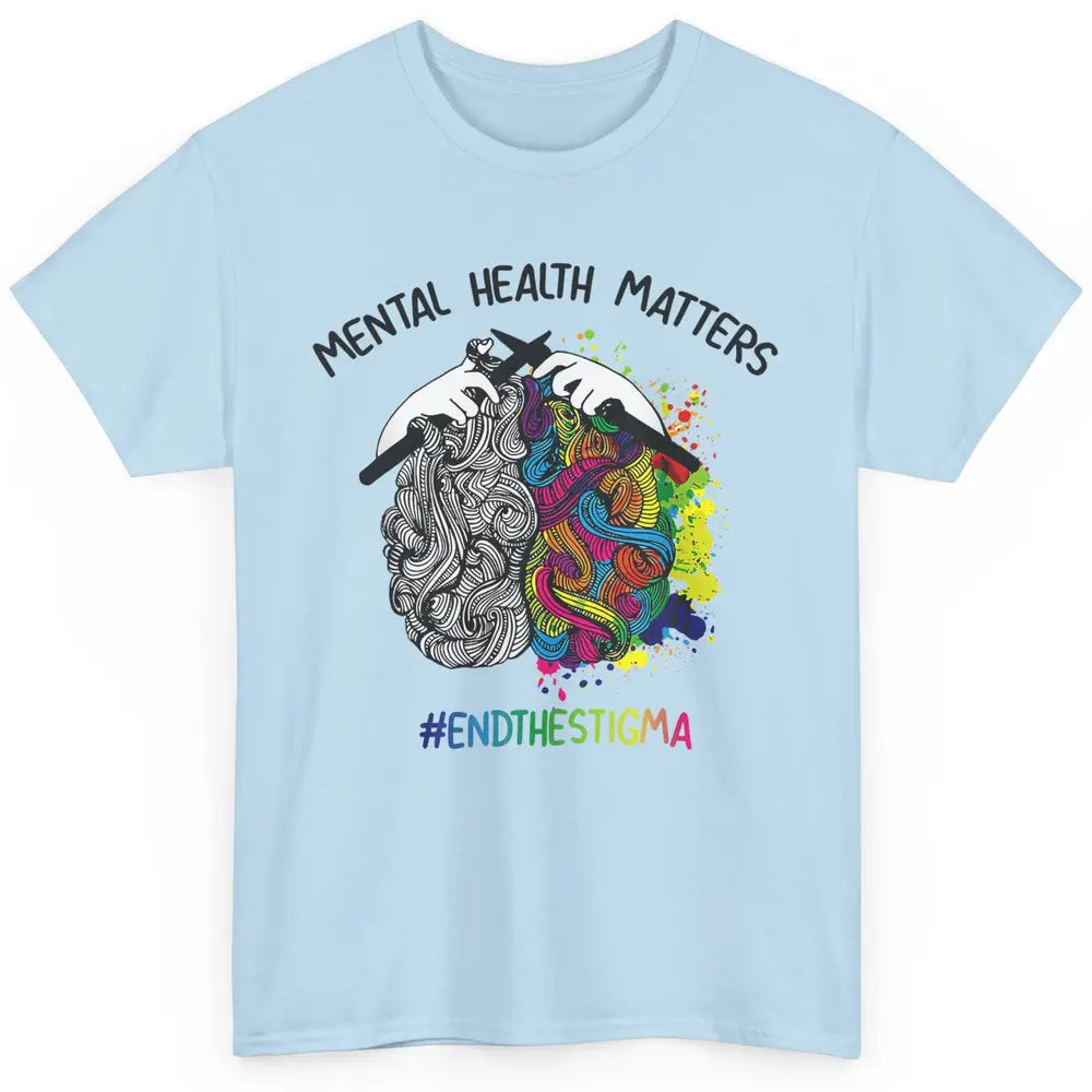 Brain Knitting Mental Health Matters Awareness Crochet Quilt Classic Unisex T-Shirt