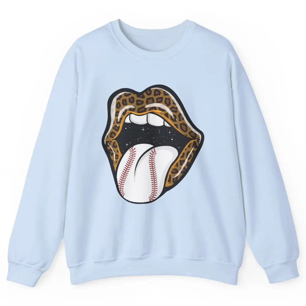 Baseball Lovers Leopard Lips Baseball Players Gift Unisex Crewneck Sweatshirt